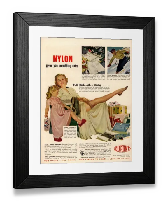 Framed Print : Nylon by DuPont 1940s USA nylons stockings hosiery Framed Print : Nylon by DuPont 1940s USA nylons stockings hosiery