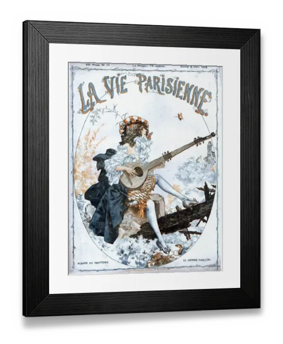 Framed Print : La Vie Parisienne 1918 1910s France glamour musical instruments magazines womens Framed Print : La Vie Parisienne 1918 1910s France glamour musical instruments magazines womens