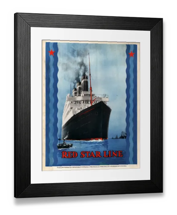 Framed Print : Red Star Lines 1930s USA cruises ships ocean liners nautical Framed Print : Red Star Lines 1930s USA cruises ships ocean liners nautical