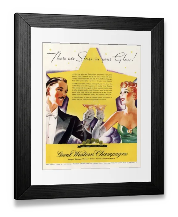 Framed Print : Great Western 1930s USA champagne alcohol Framed Print : Great Western 1930s USA champagne alcohol