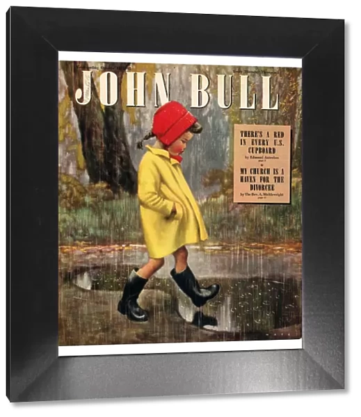 John Bull 1947 1940s UK raining stepping in puddles seasons winter magazines