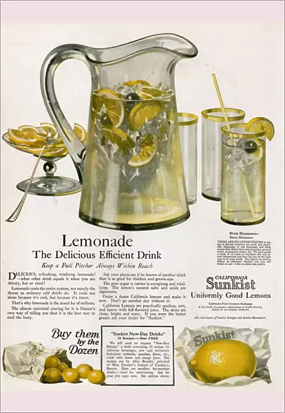 Sunkist 1920s USA lemons lemonade soft fizzy drinks