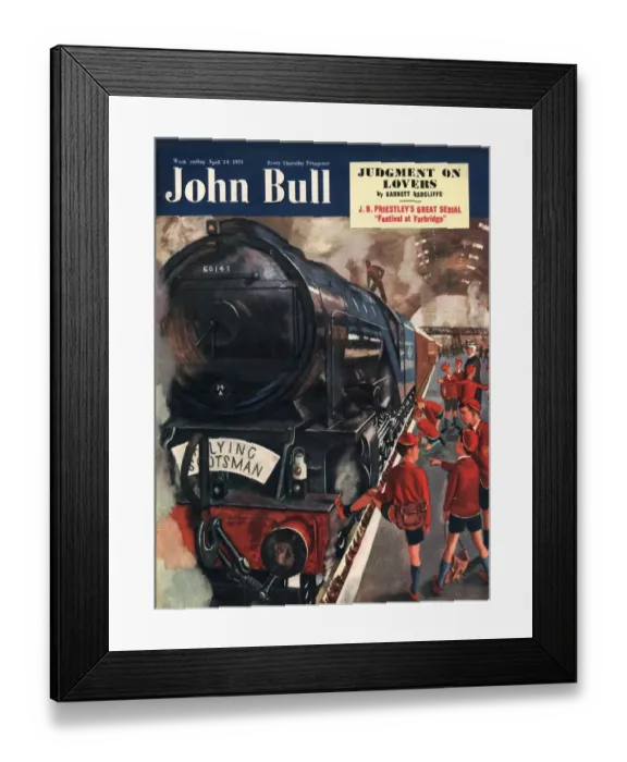 Framed Print : John Bull 1951 1950s UK the flying scotsman, trains stations magazines Framed Print : John Bull 1951 1950s UK the flying scotsman, trains stations magazines