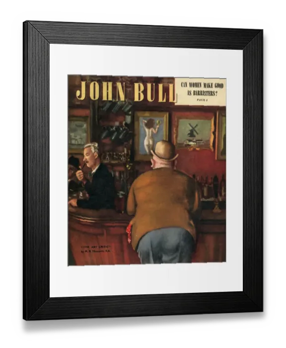 Framed Print : John Bull 1948 1940s UK pubs bars locals alcoholic drinking magazines