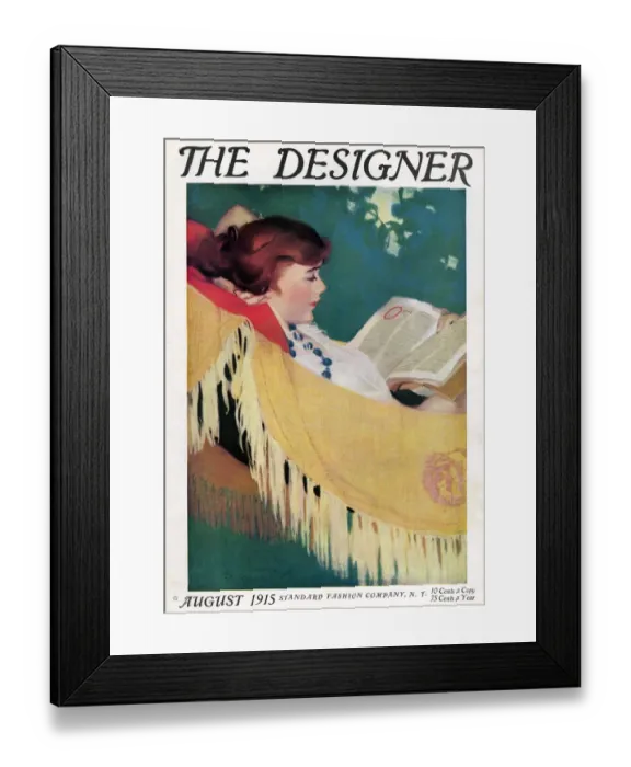 Framed Print : The Designer 1915 1910s UK reading hammocks magazines Framed Print : The Designer 1915 1910s UK reading hammocks magazines