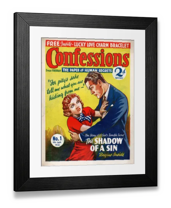 Framed Print : Confessions 1938 1930s UK arguing magazines