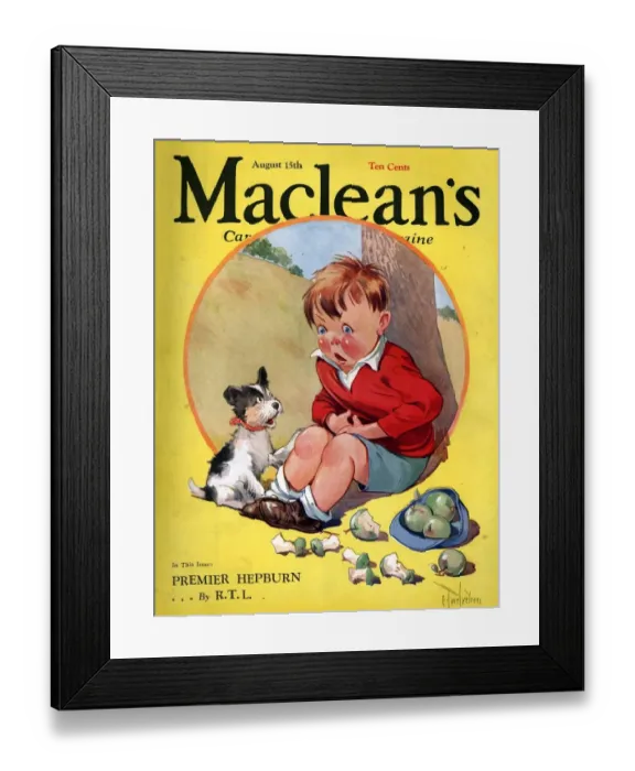 Framed Print : Macleans 1930s USA dogs magazines