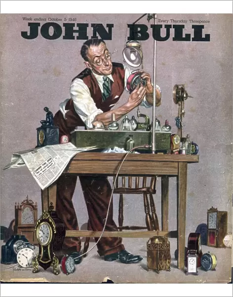 John Bull 1948 1940s UK watch clock repairing menders man clocks magazines repairs