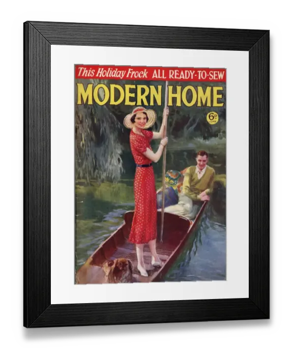 Framed Print : Modern Home 1930s UK punting boats on the rivers magazines