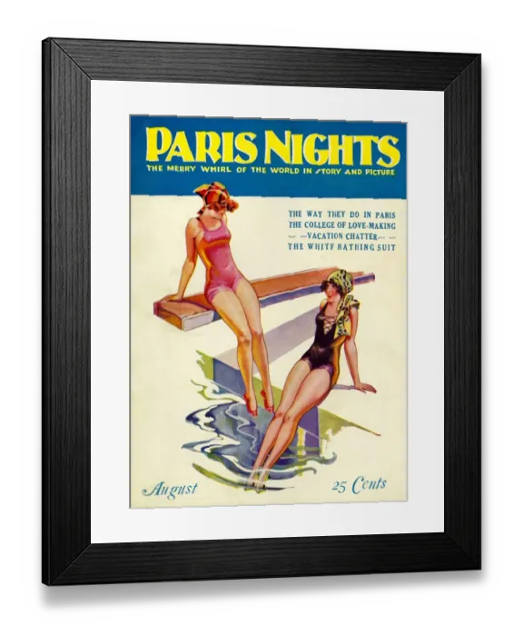 Framed Print : Paris Nights 1928 1920s USA swimwear swimming swimsuits pools diving boards glamour Framed Print : Paris Nights 1928 1920s USA swimwear swimming swimsuits pools diving boards glamour