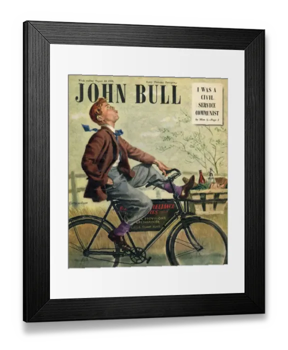 Framed Print : John Bull 1948 1940s UK bicycles bikes cycling whistling groceries boys delivery Framed Print : John Bull 1948 1940s UK bicycles bikes cycling whistling groceries boys delivery
