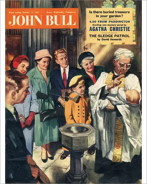 John Bull 1957 1950s UK christenings baptizing churches vicars priests fonts magazines