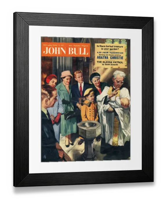 Framed Print : John Bull 1957 1950s UK christenings baptizing churches vicars priests fonts magazines Framed Print : John Bull 1957 1950s UK christenings baptizing churches vicars priests fonts magazines