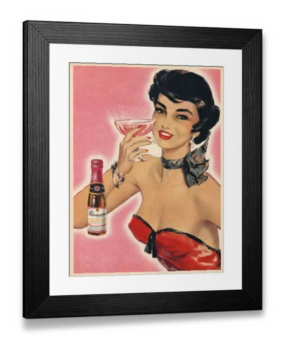 Framed Print : Rosayne 1954 1950s UK champagne alcohol Framed Print : Rosayne 1954 1950s UK champagne alcohol