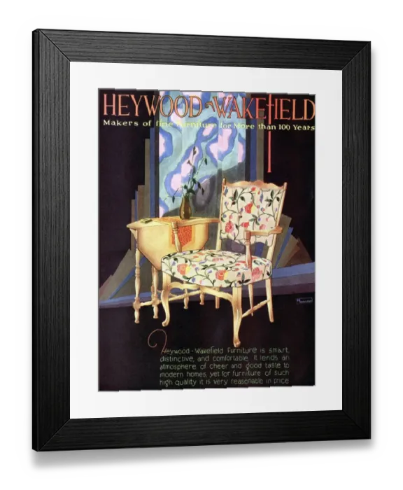 Framed Print : Heywood Wakefield 1920s USA furniture interiors Framed Print : Heywood Wakefield 1920s USA furniture interiors