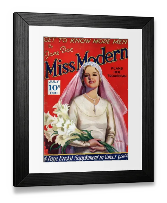 Framed Print : Miss Modern 1931 1930s UK brides weddings magazines