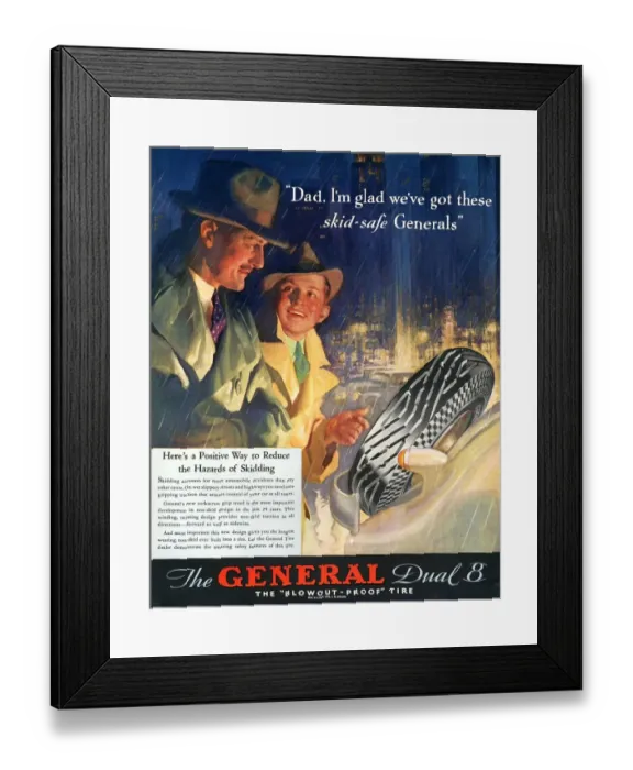 Framed Print : The General 1930s USA tyres Framed Print : The General 1930s USA tyres