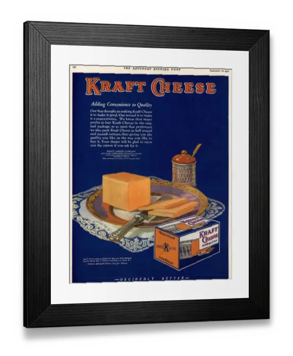 Framed Print : Kraft 1925 1920s USA cheese