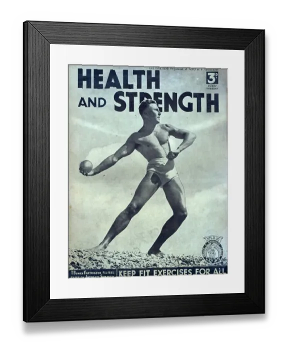 Framed Print : Health and Strength 1938 1930s UK body building fitness exercise gay magazines builders Framed Print : Health and Strength 1938 1930s UK body building fitness exercise gay magazines builders