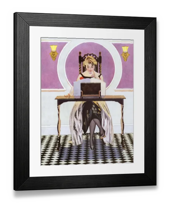 Framed Print : Blabon Art Linoleum 1920s USA Coles Philips portraits writing reading flooring agony Framed Print : Blabon Art Linoleum 1920s USA Coles Philips portraits writing reading flooring agony