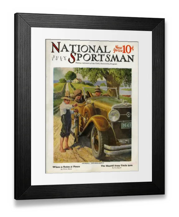 Framed Print : National Sportsman 1929 1920s USA cars lost asking directions maps magazines
