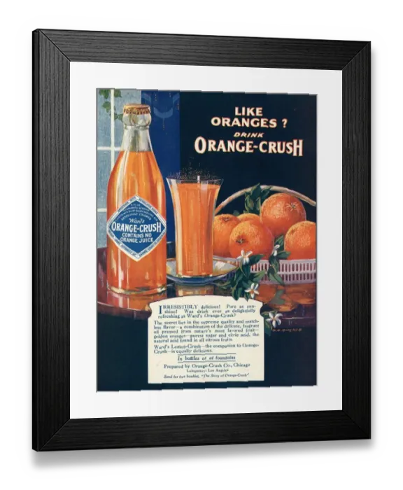 Framed Print : Orange-Crush 1920s USA oranges Framed Print : Orange-Crush 1920s USA oranges