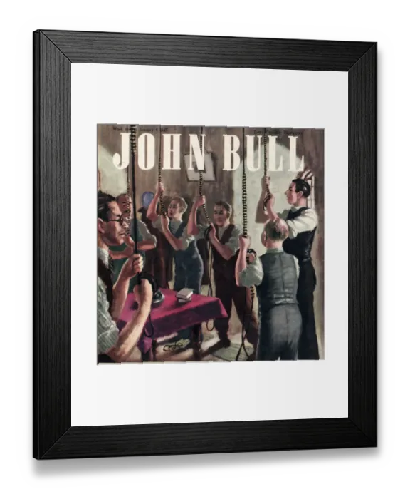 Framed Print : John Bull 1947 1940s UK bell ringing ringers churches magazines