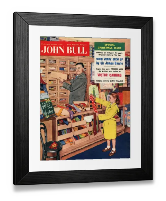 Framed Print : John Bull 1957 1950s UK ties salesman salesmen girls gifts shopping mens magazines Framed Print : John Bull 1957 1950s UK ties salesman salesmen girls gifts shopping mens magazines
