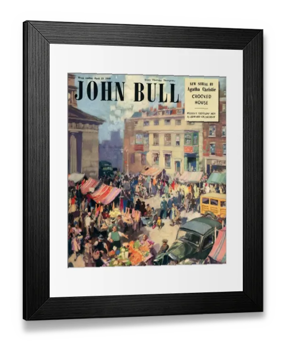 Framed Print : John Bull 1949 1940s UK markets villages towns squares shopping magazines