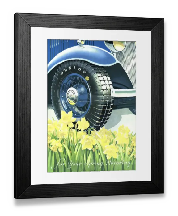 Framed Print : Dunlop 1934 1930s UK tyres daffodils Framed Print : Dunlop 1934 1930s UK tyres daffodils