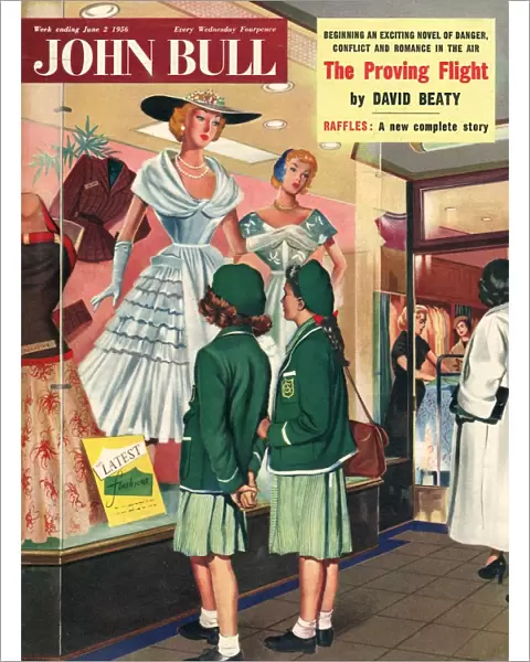 John Bull 1956 1950s UK schoolgirls window shopping womens magazines clothing clothes