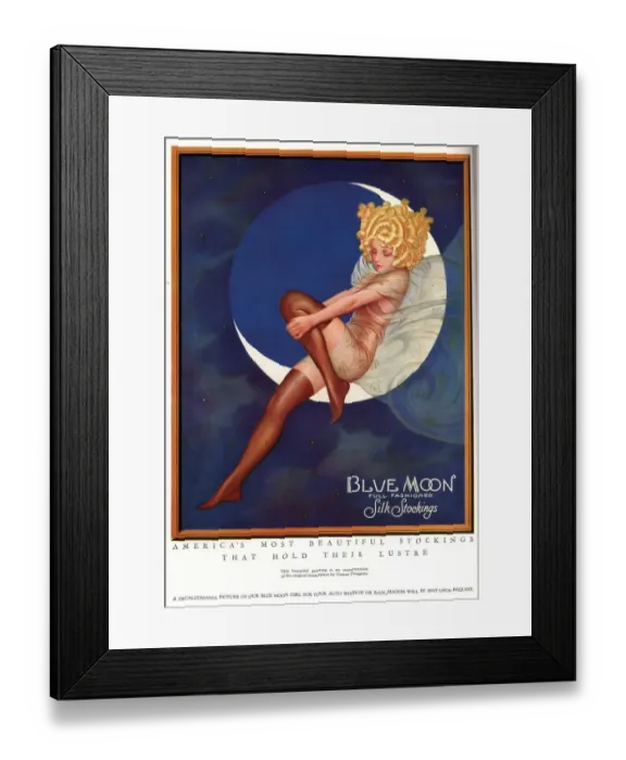 Framed Print : Blue Moon Silk stockings 1920s USA womens glamour pin-ups nylons hosiery Framed Print : Blue Moon Silk stockings 1920s USA womens glamour pin-ups nylons hosiery