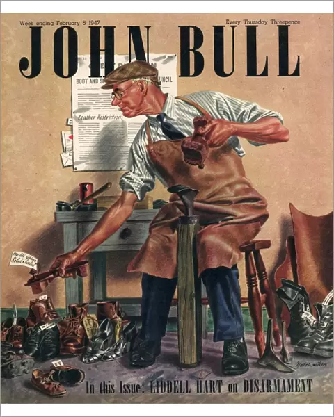 John Bull 1947 1940s UK cobblers shoe menders repairing man shoes magazines repairs