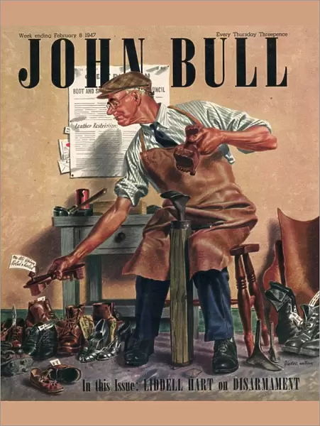John Bull 1947 1940s UK cobblers shoe menders repairing man shoes magazines repairs