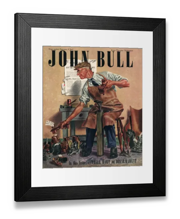 Framed Print : John Bull 1947 1940s UK cobblers shoe menders repairing man shoes magazines repairs Framed Print : John Bull 1947 1940s UK cobblers shoe menders repairing man shoes magazines repairs