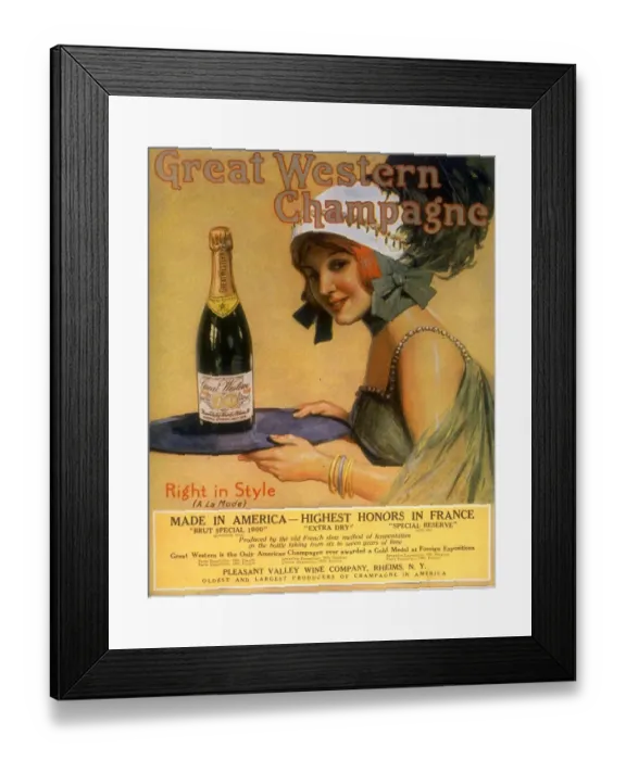 Framed Print : Great Western Champagne 1920s USA alcohol Framed Print : Great Western Champagne 1920s USA alcohol