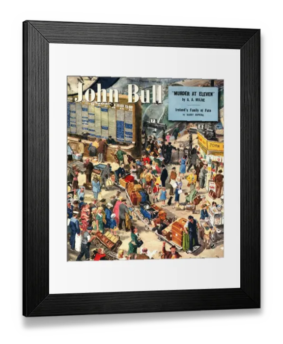 Framed Print : John Bull 1949 1940s UK holidays trains stations magazines