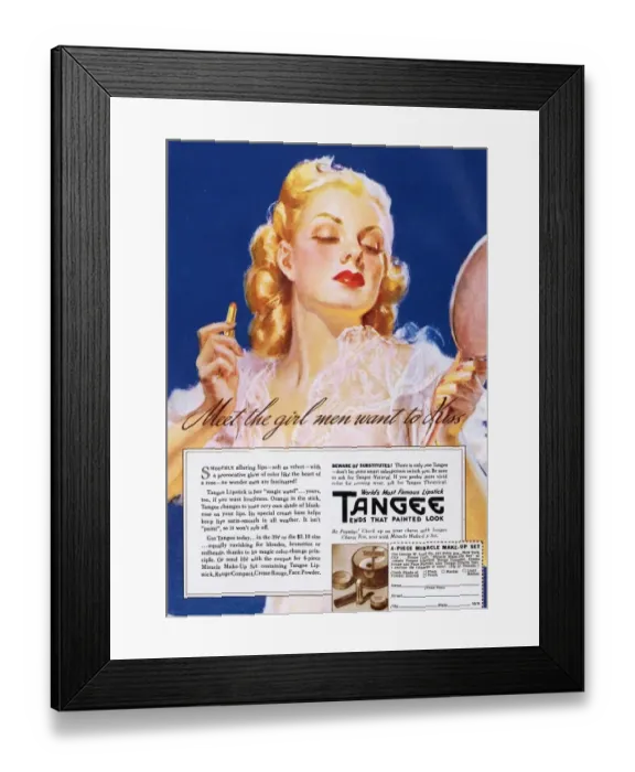 Framed Print : Tangee 1930s USA make-up makeup lipsticks Framed Print : Tangee 1930s USA make-up makeup lipsticks