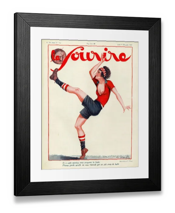 Framed Print : Le Sourire 1927 1920s France football soccer glamour magazines