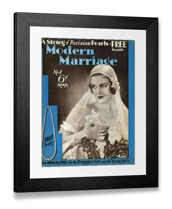 Framed Print : Modern Marriage 1931 1930s UK weddings marriages brides first issue magazines Framed Print : Modern Marriage 1931 1930s UK weddings marriages brides first issue magazines