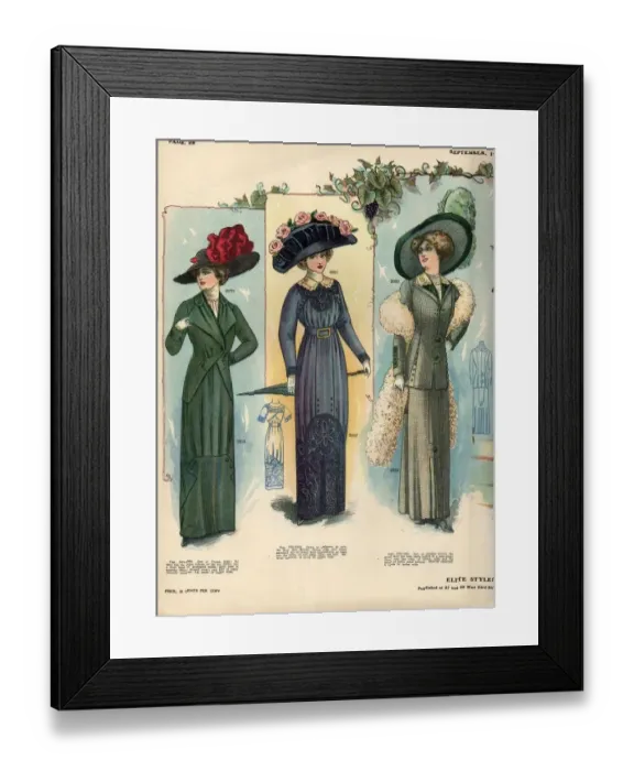Framed Print : 1910 1910s USA womens hats Framed Print : 1910 1910s USA womens hats