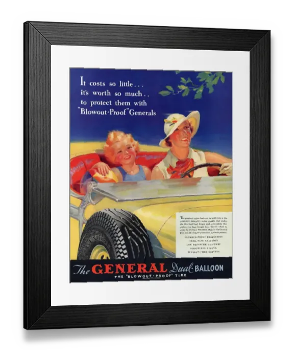 Framed Print : General 1930s USA tyres women woman drivers driving