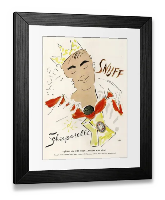 Framed Print : Schiaparelli Snuff 1950s USA mens fragrance cologne gifts presents smell