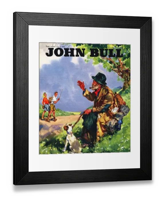 Framed Print : John Bull 1946 1940s UK tramps countryside magazines