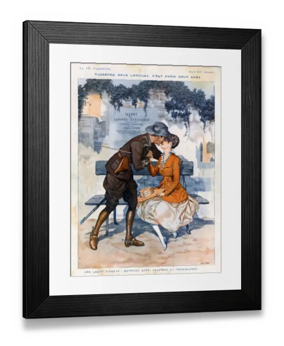 Framed Print : La Vie Parisienne 1916 1910s France Herouard cc kissing soldiers ww1 kisses Framed Print : La Vie Parisienne 1916 1910s France Herouard cc kissing soldiers ww1 kisses