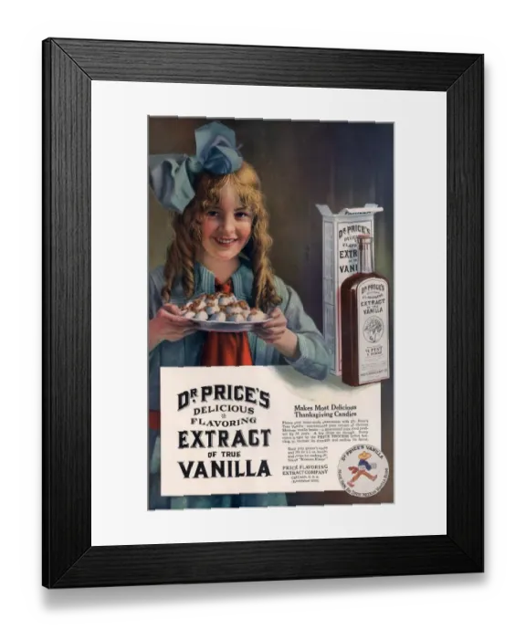 Framed Print : Dr Prices extract of Vanilla 1914 1910s USA