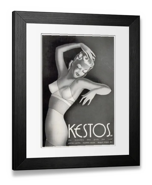 Framed Print : Kestos 1930s UK womens underwear bras Framed Print : Kestos 1930s UK womens underwear bras