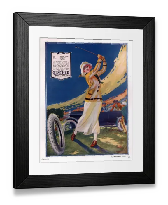Framed Print : Clincher 1919 1910s uk golf tyres
