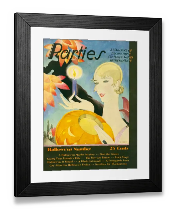 Framed Print : Parties 1929 1920s USA Halloween magazines art deco