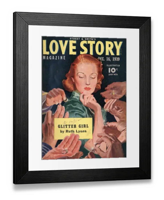 Framed Print : Love Story 1939 1930s USA marriages magazines
